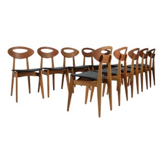 Ten Dining Room Chairs by Roger Landault for Maison Sentou, 1950, Set of 10 For Sale