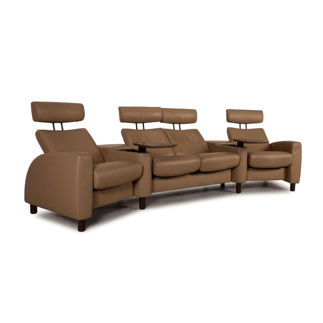 Modern Arion Leather Sofa Beige Four Seater Couch from Stressless For Sale - Image 3 of 14
