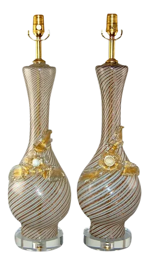 Dino Martens Murano Glass Lamps Gold