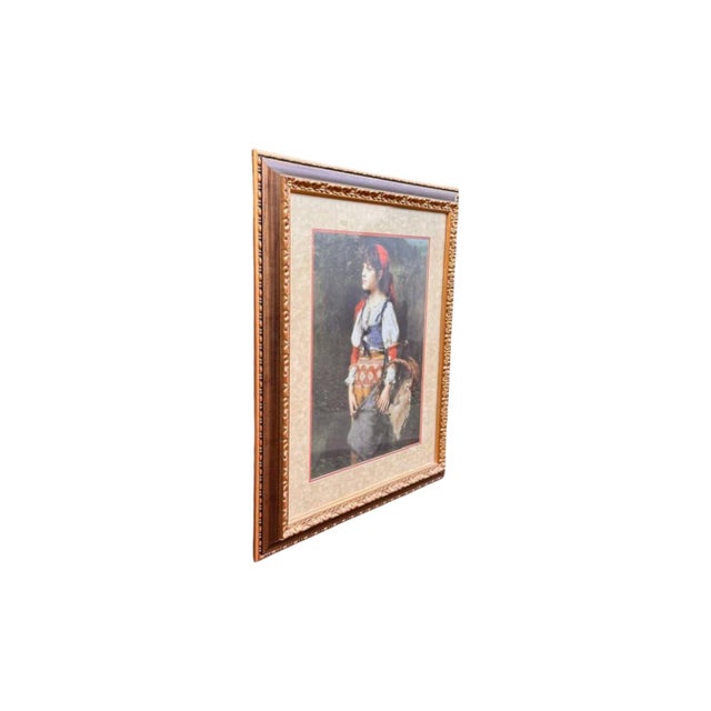Traditional 1980s Alexei Harlamoff Framed Reproduction Print "A Pretty Peasant Girl" For Sale - Image 3 of 7