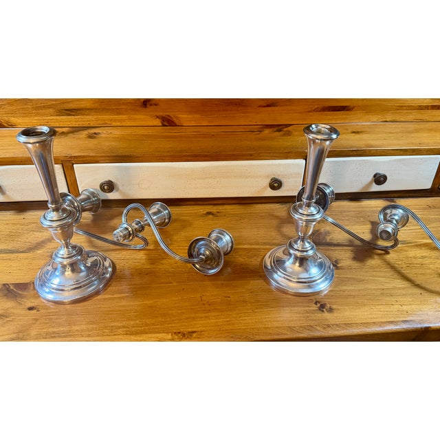 Gorham Silver Co. Statement Circa 1930 Gorham Convertible Silver-Plate Triple Candelabras - A Pair For Sale - Image 4 of 18
