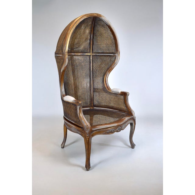 Vintage Canopy Porter Chair French Country Louis XV Style, Double Cane For Sale In Philadelphia - Image 6 of 13