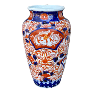 19th-Century Japanese Imari Porcelain Vase W/ Hand-Painted Birds and Flowers