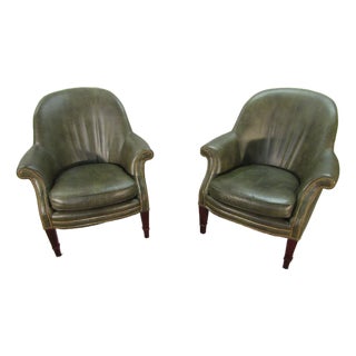 Baker Furniture Pair of Leather Chairs For Sale