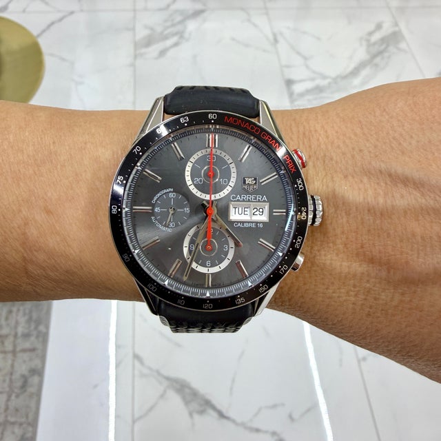 Tag Heuer Carrera Day Date Calibre16 43mm Cv2a1M Grey Dial Steel Automatic Watch For Sale - Image 10 of 10