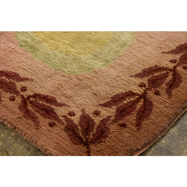 Traditional Antique Savonnerie Floral Wool Rug in Beige & Pink by Rug & Kilim, 1920-1929 For Sale - Image 3 of 9