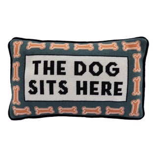 The Dog Sits Here Needlepoint Pillow For Sale
