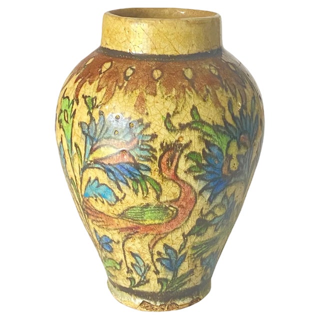19th Century Iznik Vase in Pottery with Bird Decor For Sale