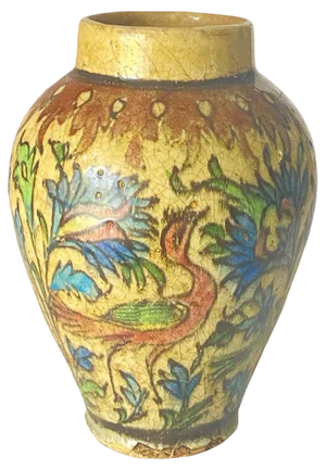 19th Century Iznik Vase in Pottery with Bird Decor