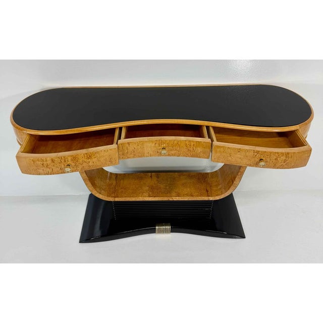 Italian Art Deco Console in Birch Burl and Black Lacquer by Osvaldo Borsani, 1940s For Sale - Image 12 of 13