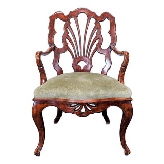 Chippendale Style Mahogany Ribbon-Back Armchair For Sale