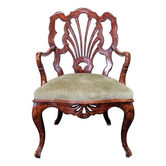 Chippendale Style Mahogany Ribbon-Back Armchair For Sale