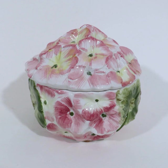 Italian Porcelain Hydrangea Box For Sale - Image 4 of 9