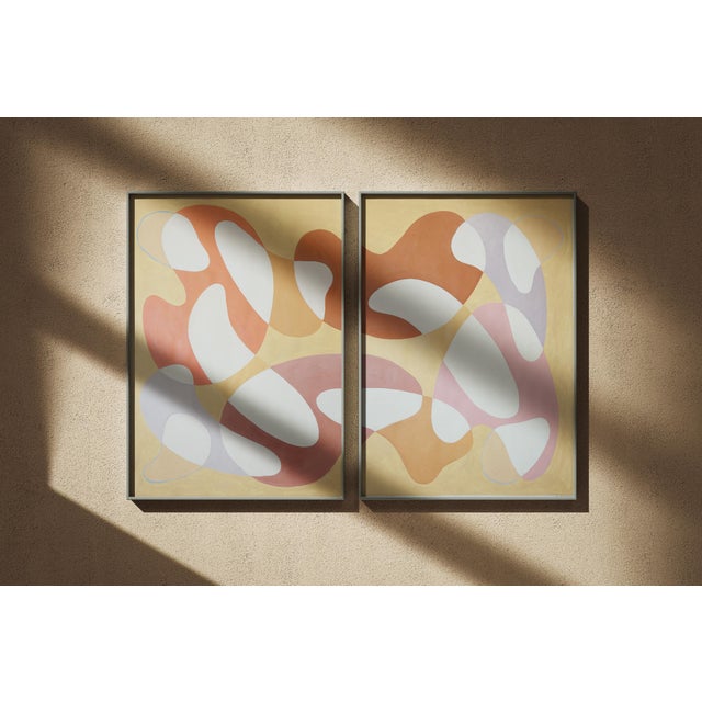 Mid-Century Modern 2026, Mid Century Modern Painting, Abstract Diptych in Sandy Tones, Allegory of the Cave, Acrylic Paint on Watercolor Paper by Ryan Rivadeneyra For Sale - Image 3 of 9