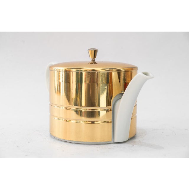 Ceramic Thermos Can with Brass Cover, 1950s For Sale - Image 6 of 13