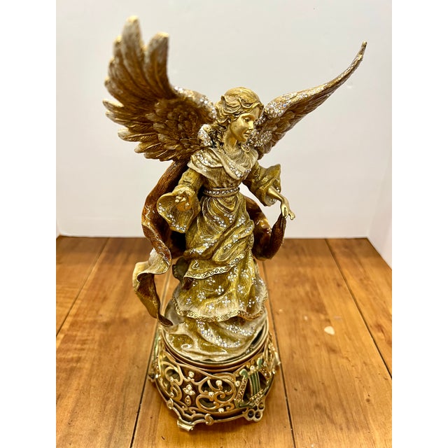 Limited Edition 113/300 Jay Strongwater Renaissance Angel Musical Figurine - Music Box For Sale - Image 4 of 14