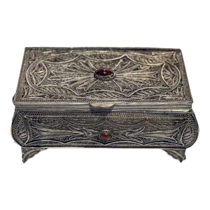 Russian Silver Box With Semiprecious Stones, Circa 1859