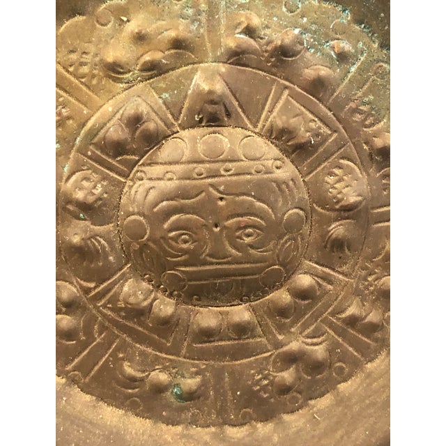 1950s Aztec Sun Copper Decorative Plate For Sale - Image 9 of 9