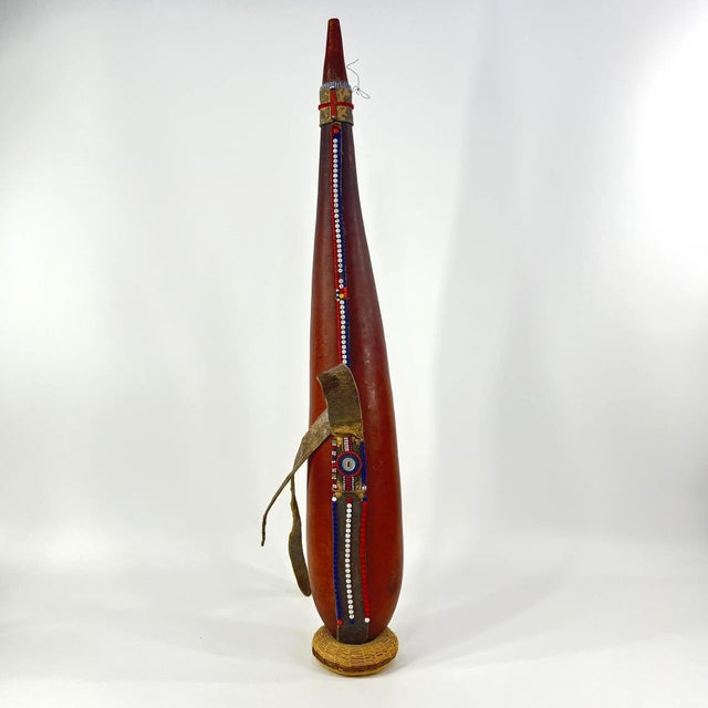 Early 20th Century Maasai Beaded Milk Gourd Container Kenya MATTER COLLECTION For Sale - Image 4 of 7