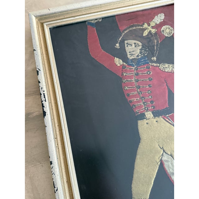 Vintage Napoleonic Hussar Soldier Textile Art Framed Wool Applique Military Wall Decor For Sale - Image 9 of 12