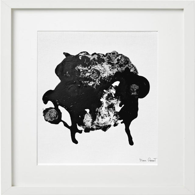 18' X 18' Framed Original Black and White Painting by Diane Grant For Sale