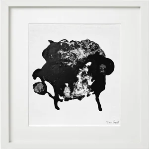 18' X 18' Framed Original Black and White Painting by Diane Grant