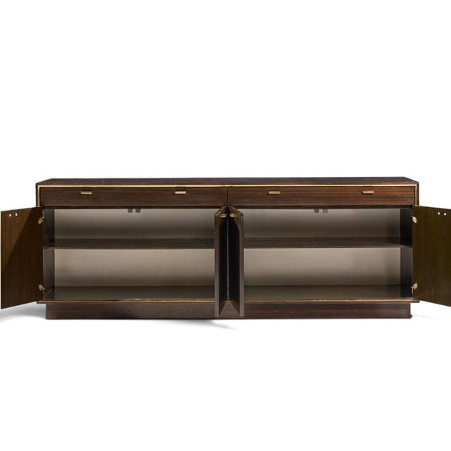 Wood Harvey Probber Mid Century Mahogany and Brass Credenza For Sale - Image 7 of 11