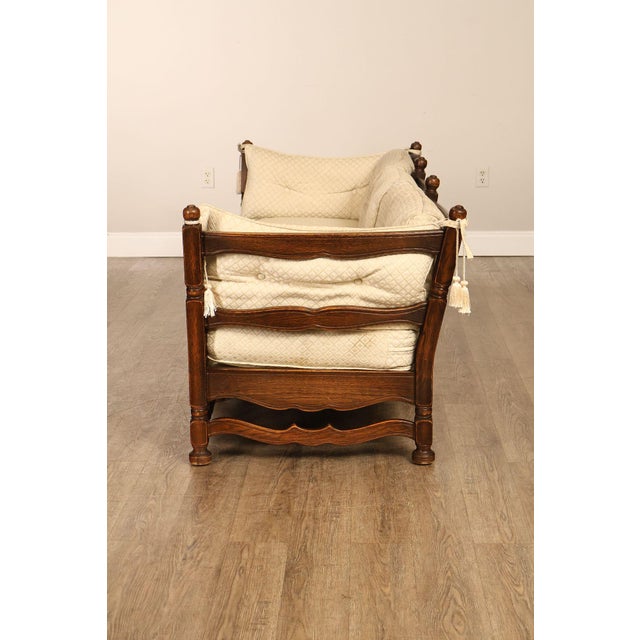 French Country Style Carved Oak Frame Three Seat Sofa For Sale - Image 14 of 18