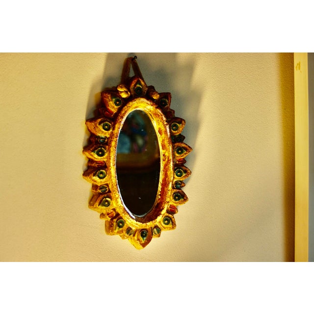 Cabochon Mirror by Georges Pelletier for La Roue Vallauris, 1950 For Sale - Image 11 of 11