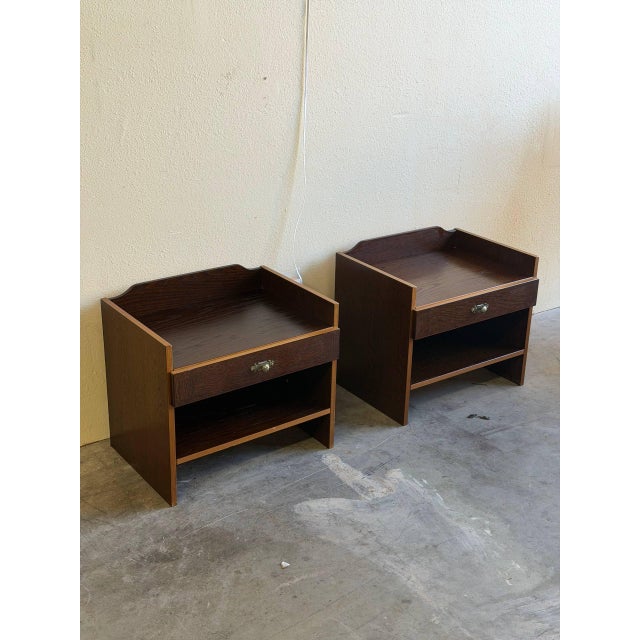 Mid-Century Modern Pair of Mid 20th Century Danish Teak Nightstands by Denka – Vintage Scandinavian Bedside Tables For Sale - Image 3 of 8