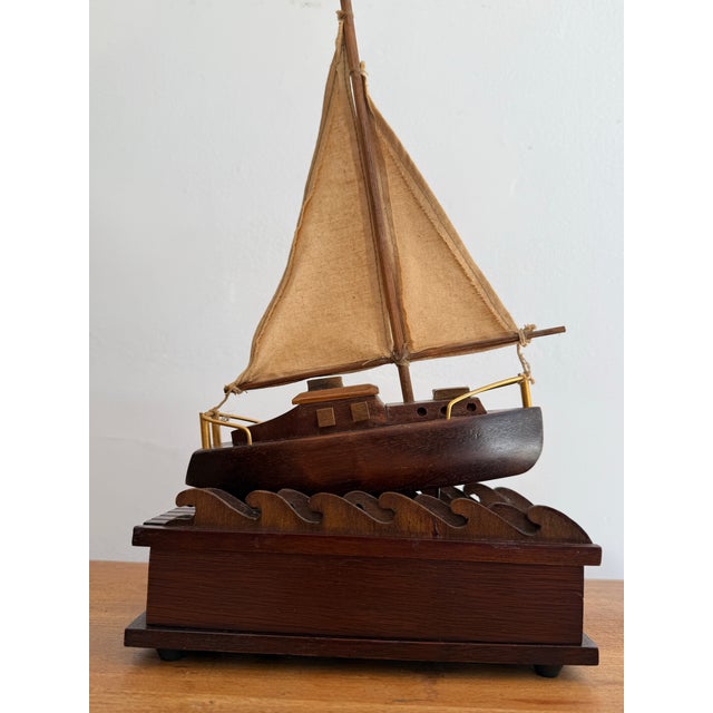 Mid 20th Century Nautical Music Box With Animated Sailboat For Sale - Image 11 of 11