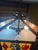 Pop Art 1970s Vintage Hexagonal Leaded Slag Glass Playing Card Poker 3-Light Pendant Chandelier For Sale - Image 3 of 5