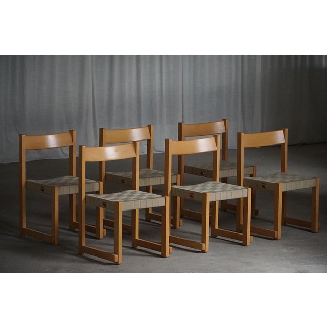 Koldinghus Chairs in Beech with Woven Seats attributed to Hans J. Wegner for Getama, 1988, Set of 6 For Sale - Image 13 of 18