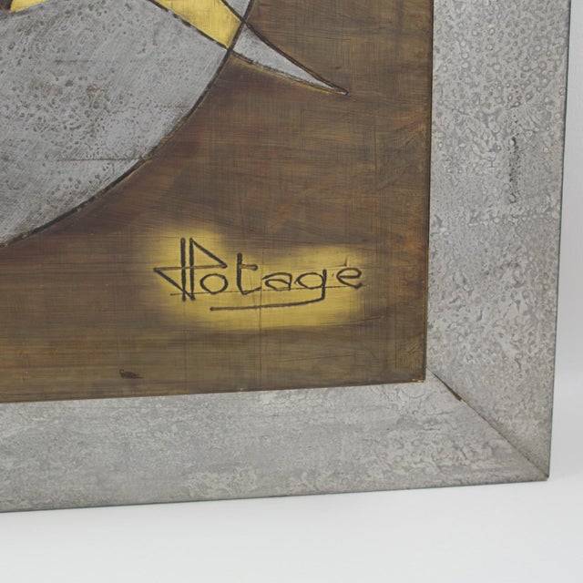 Modern French Artist Jacques Potage Brutalist Metal Wall Art Sculpture Panel, 1970s For Sale - Image 3 of 15