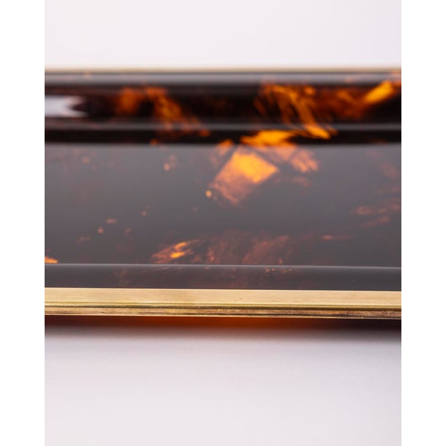 Vintage Italian Brass and Acrylic Glass Tray, 1970s For Sale - Image 9 of 10