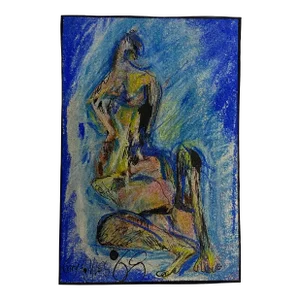 Gary R. Miles 1968 Mixed-Media Expressionist Female Nude Drawing