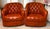 This handsome vintage pair of barrel-back club chairs was handcrafted by Classic Leather Inc. (Hickory/Conover, North...