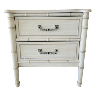 Vintage Henry Link Bali Hai Faux Bamboo Nightstand – Original Cream Finish For Sale