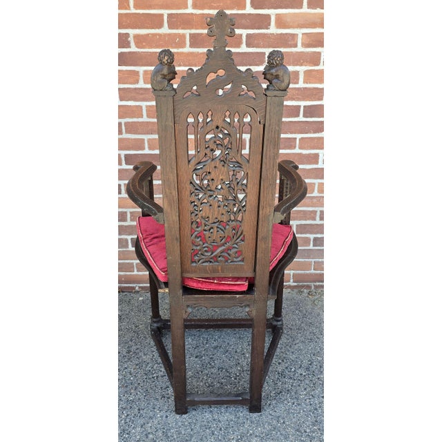 Great Pair of 19th Century Oak Gothic Revival Tall Armchairs C. 1840 For Sale - Image 10 of 18