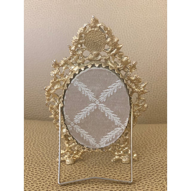Vintage Gold & Jade Gemstone Oval Picture Frame For Sale - Image 9 of 9