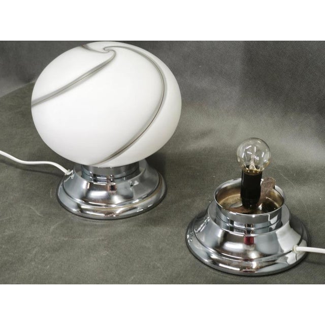 Italian Murano Glass and Chrome Table Lamps, 1960s, Set of 2 For Sale - Image 4 of 8