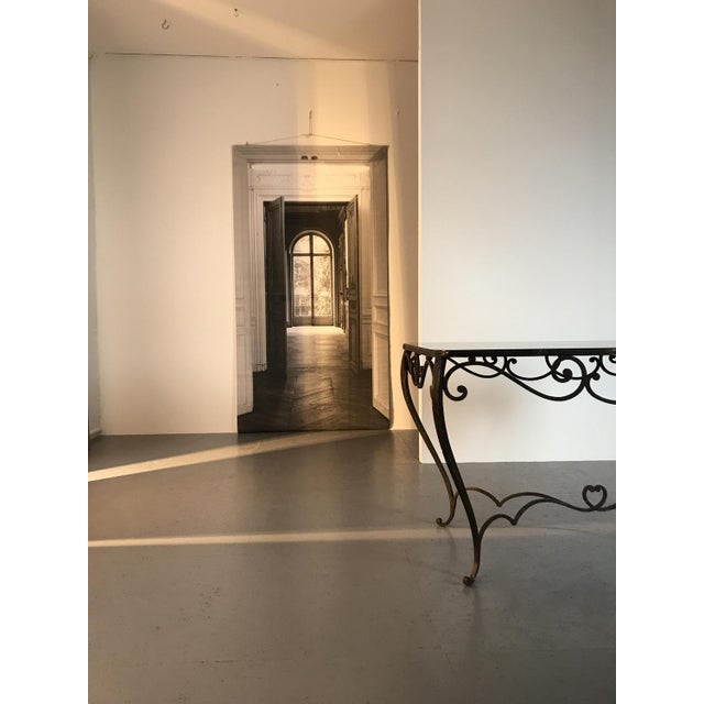 French Art Deco Wrought Iron Dining Table with Black Colored Glass, 1930s For Sale - Image 18 of 18