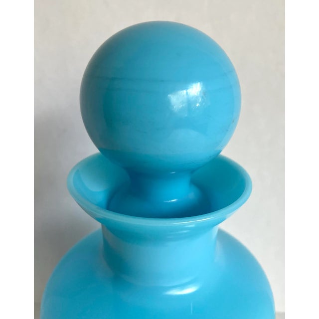 Art Deco 1940's Portieux Vallerysthal French Blue Opaline Decanter For Sale - Image 3 of 8