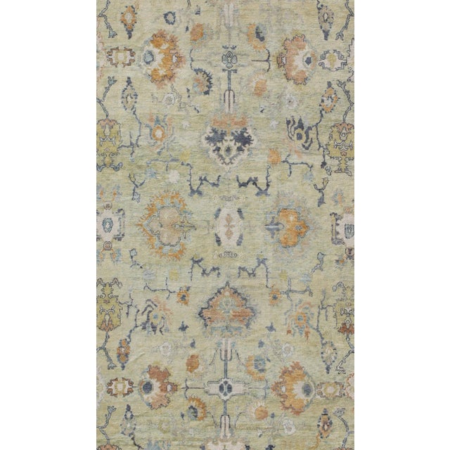 2010s Long Oushak Rug in Light Green by Keivan Woven Arts 10'9 X 16' For Sale - Image 5 of 10