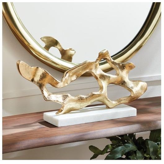 Cohen Gold Abstract Sculpture on White Marble Base Chairish