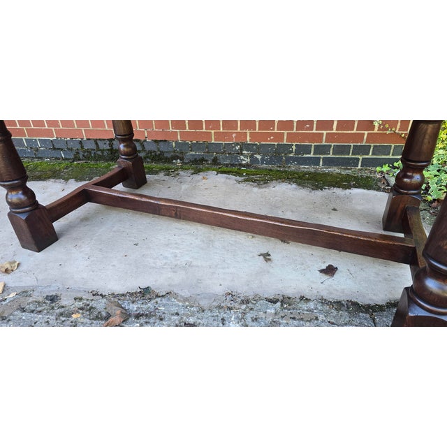 Brown Vintage Farmhouse Kiitchen Refrectory Dining Table in Oak, 1920 For Sale - Image 8 of 18