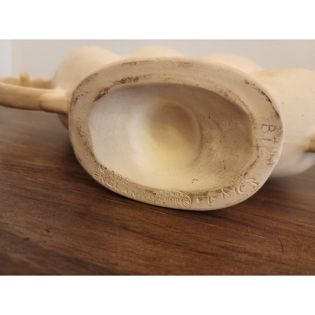 Rare Fulham Pottery Sculptural Bowl, Hand-Signed Adler Ware, Spry-Era English Art Pottery Centrepiece, Unglazed Cream Vessel For Sale - Image 6 of 8