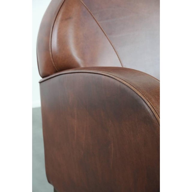 English Style Art Deco Round Cowhide Armchair For Sale - Image 11 of 14