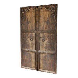 Indo-Mughal Arch Double Door – Hand-Carved Solid Wood Panels