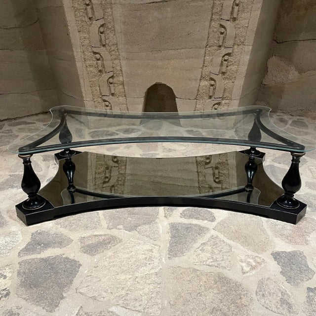 1960s Sculptural Coffee Table Glass Black Iron + Brass Arturo Pani For Sale - Image 9 of 11